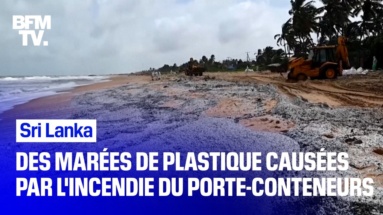 Au Sri Lanka, un navire en feu provoque des marées de plastique sur les plages et menace la biodiversité
