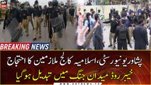 Protesting Peshawar university employees block Khyber Road