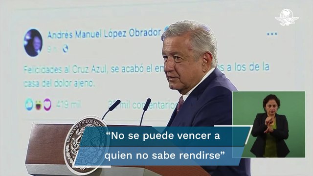 AMLO manda sus felicitaciones al Cruz Azul por su noveno título