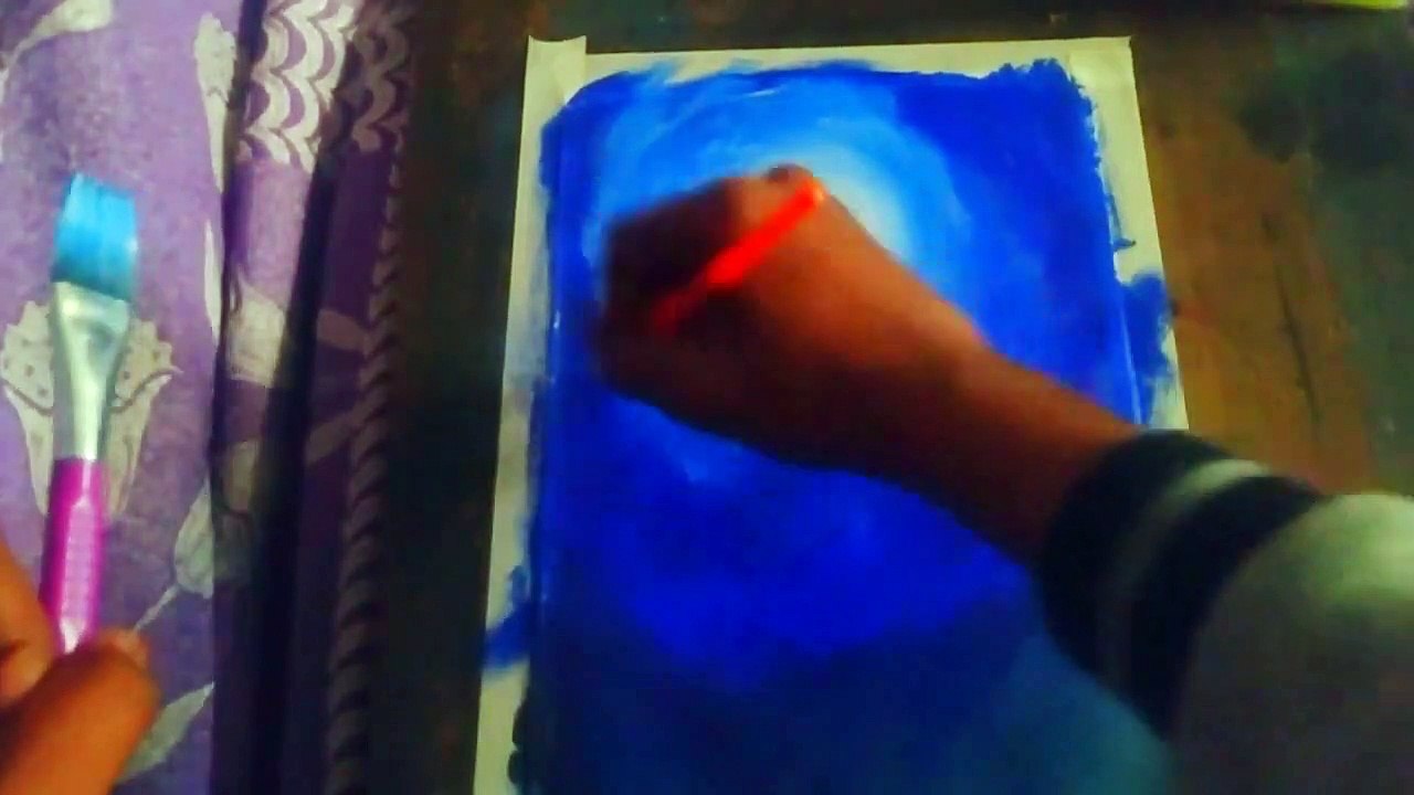 How to draw Easy Night scene in acrylic Easy Acrylic Painting On Paper 024 UAM