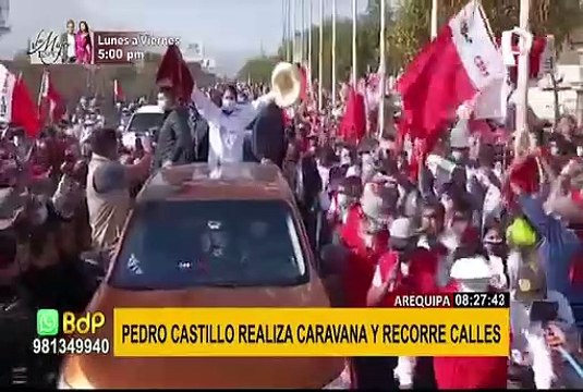 Arequipa: simpatizantes reciben entre aplausos a candidato presidencial Pedro Castillo