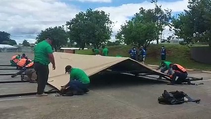 Hospital móvil con 40 camas prestado por Panamá se instala en Heredia