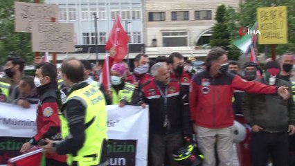 130 motosiklet sürücüsü Filistin için zafer sürüşü gerçekleştirdi