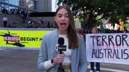 Demonstrators confront attendees at arms conference