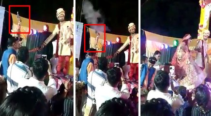 दुल्‍हन ने स्‍टेज पर चढ़ने से पहले की फायरिंग, फिर दूल्‍हे को पहनाई वरमाला, देखें VIDEO