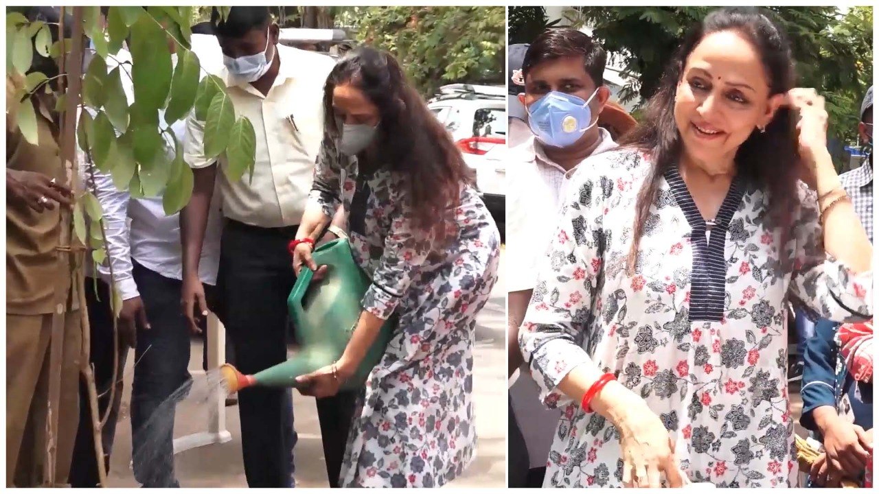 Hema Malini & Esha Deol Spotted Planting Trees At ‘Adopt A Fallen Tree Pit’ Campaign