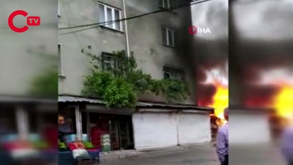 Avcılar’da korkutan yangın: Yanan binanın 2. katından böyle atladı