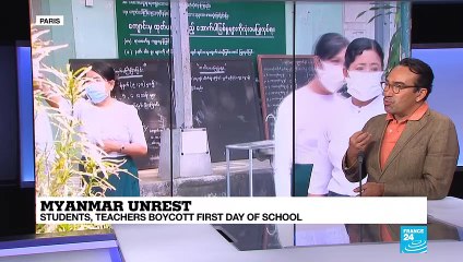 In Myanmar, students and teachers boycott first day of school