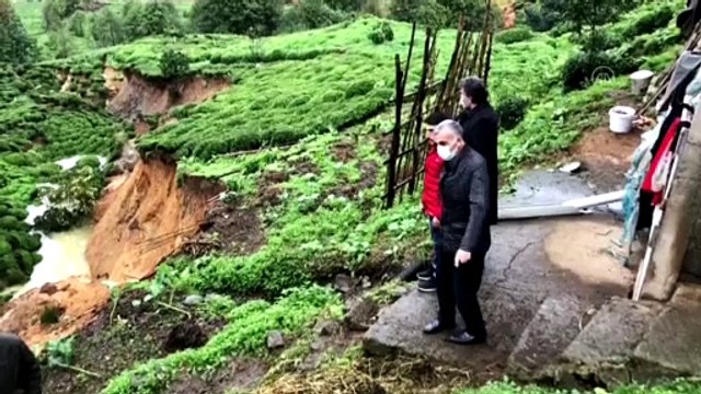 Heyelan nedeniyle 3 ev tedbir amaçlı boşatıldı - RİZE