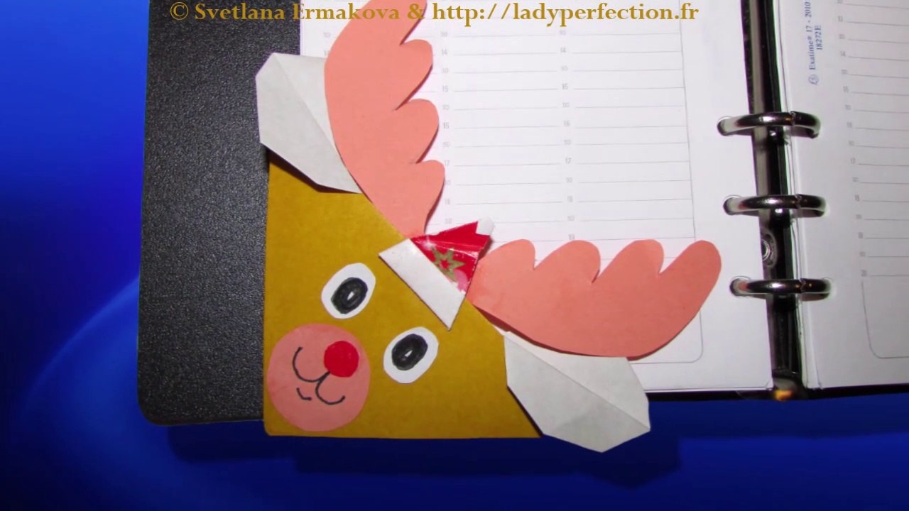 Origami facile :  Marque-page  « Renne »