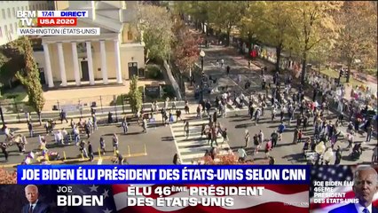 Au QG de Joe Biden, nouveau président des Etats-Unis selon les médias américains, les Démocrates exultent