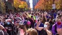Joe Biden supporters celebrate in Philadelphia as Democrat beats Donald Trump