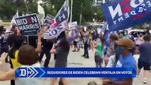 Seguidores de Biden celebran ventaja en votos