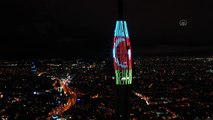 Çamlıca Kulesi'ne Türkiye ve Azerbaycan bayrakları yansıtıldı - İSTANBUL