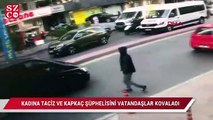 Kapkaç şüphelisini vatandaşlar böyle kovaladı