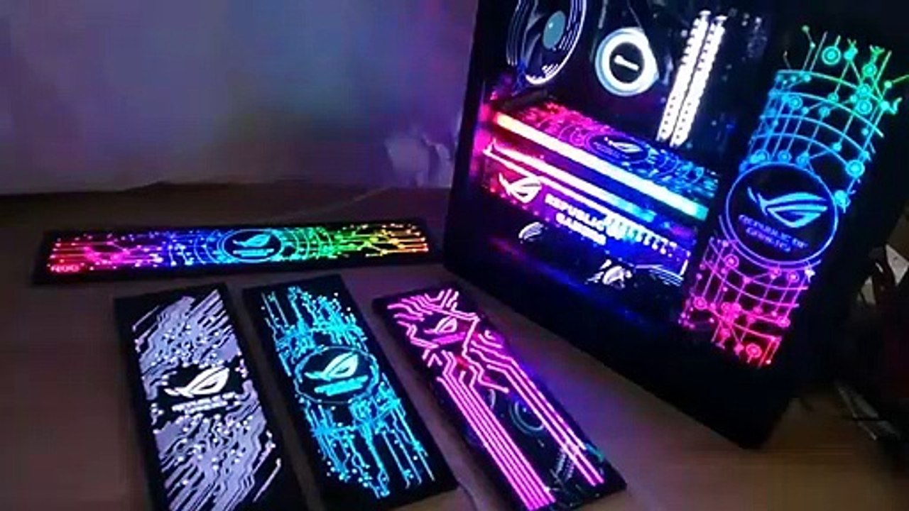 gabinete customizado - iluminação backplate painel lateral rgb