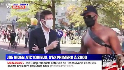 Maxime Switek interrompu par un Américain ivre (BFMTV)