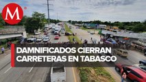 Damnificados cierran de nuevo avenidas en Tabasco por inundaciones