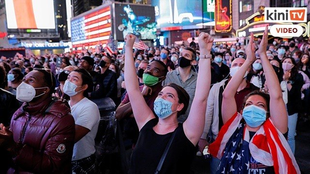 Sambutan berterusan hingga malam selepas kemenangan Biden