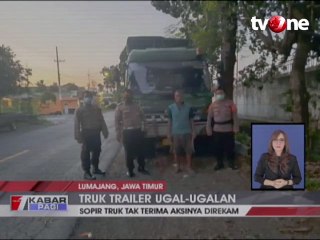 Sopir Truk Ugal-ugalan di jalan Raya, Pemotor Nyaris Celaka