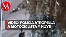 Policía de Aguascalientes arrolla a un motociclista y huye