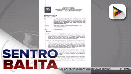 'No helmet sharing' at swab test sa mga rider, ipatutupad sa pagbabalik ng motorcycle taxis sa lalong madaling panahon