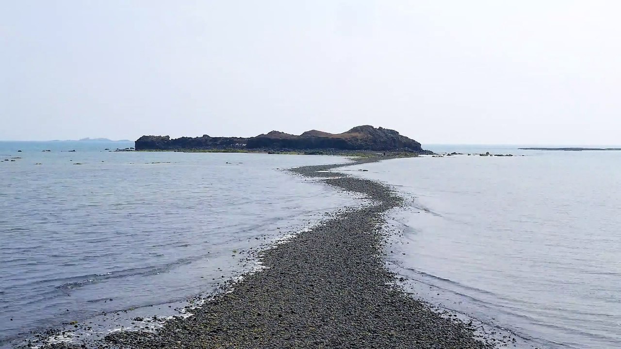 Penghu Moses Split The Sea natural beautiful royalty Free Stock no copyright video Free for commercial use dron dron aerial view