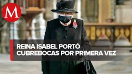 Reina Isabel II usa cubrebocas por primera vez