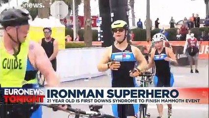 21-year-old American is first person with Down Syndrome to finish Ironman thriatlon race