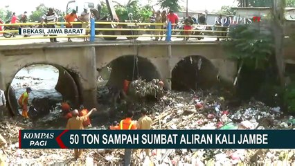 Penampakan Tumpukan 50 Ton Sampah di Kali Jambe