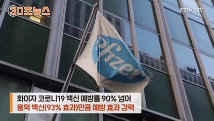 [30초뉴스] 화이자 코로나 백신 효과 90% 넘어…코로나 종식 기대감