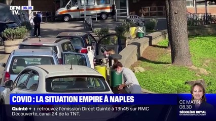 Covid-19 en Italie: faute de lits disponibles, des patients pris en charge depuis leur voiture à Naples