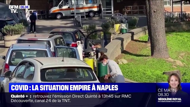 Covid-19 en Italie: faute de lits disponibles, des patients pris en charge depuis leur voiture à Naples