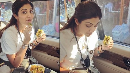 Shilpa Shetty Enjoys Vada Pav And Pakodas On Mumbai Streets