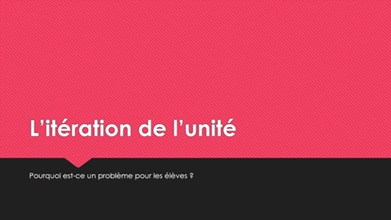 L’itération de l’unité