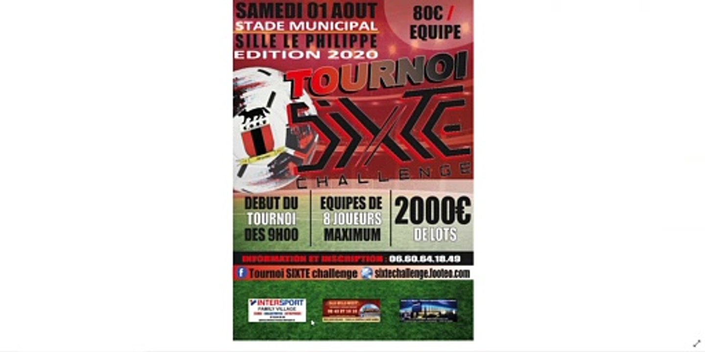 Tirage au sort des poules du TOURNOI SIXTE CHALLENGE du 01/08/2020 à SILLÉ LE PHILIPPE