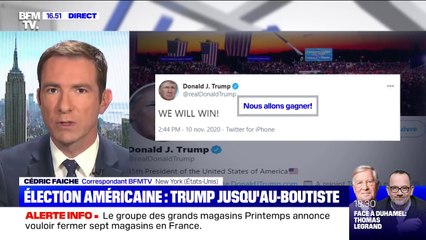 Présidentielle américaine: Donald Trump maintient sa position face à Joe Biden, estimant qu'il y a eu des fraudes
