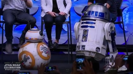 Star Wars The Force Awakens - BB-8 droid rolls out on stage  (English) HD