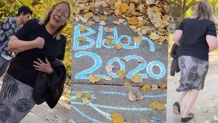 Cop’s Wife Assaults Teens over Biden 2020 Chalk Art