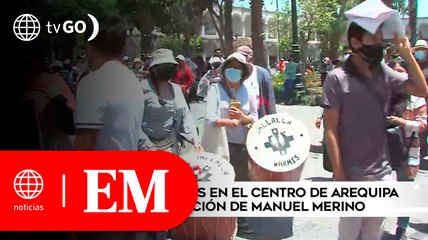 Policía contiene a manifestantes en la Plaza de Armas de Arequipa | Edición Mediodía