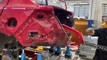 Mazda 2 collision repair on-job training with Cameleon universal jig system only by Celette