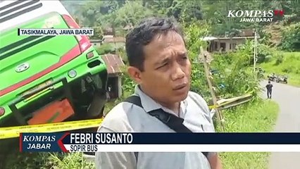 Dramatis! Evakuasi Bus Masuk Jurang di Tasikmalaya
