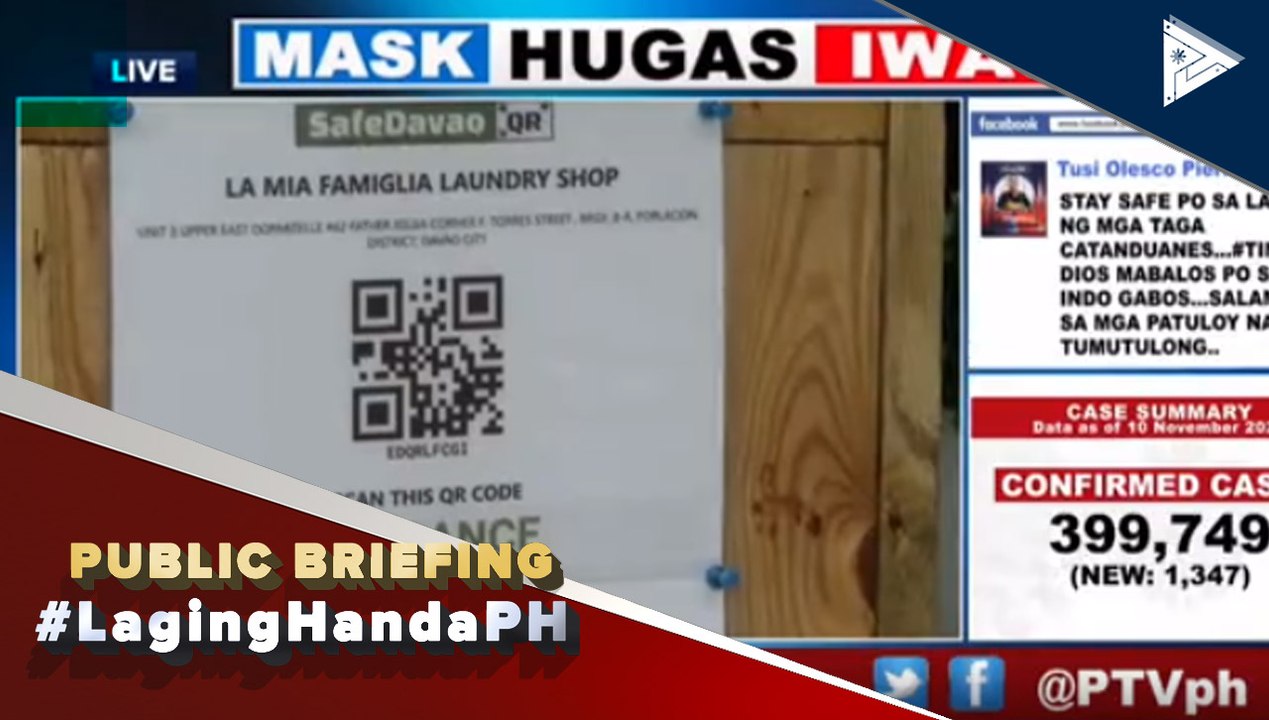 #LagingHanda | QR-code na ginagamit para sa contact tracing sa mga Davao establishments, magiging available muli