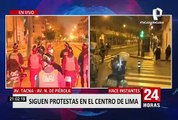 Protestas de noche: Manifestantes y PNP se enfrentaron en el Centro de Lima