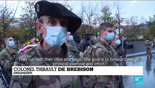 Armistice Day: French soldiers run across country to mark centenary of 'unknown soldier' tomb