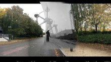 Past and Present (1957 vs 2020): The construction site of the Atomium during the 1958 Brussels International Exposition