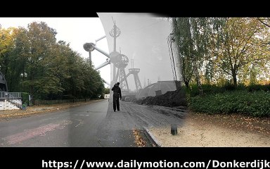 Past and Present (1957 vs 2020): The construction site of the Atomium during the 1958 Brussels International Exposition