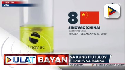 #UlatBayan | DOH, pag-aaralan muna kung itutuloy ang Sinovac vaccine trials sa bansa