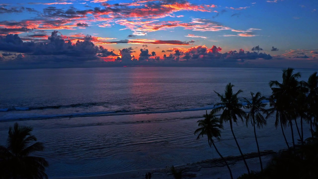 red-ocean-sunset- natural beautiful royalty Free Stock no copyright video Free for commercial use dron dron aerial view