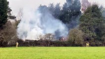 Footage shows smoke billowing from Hassocks blaze which shut road